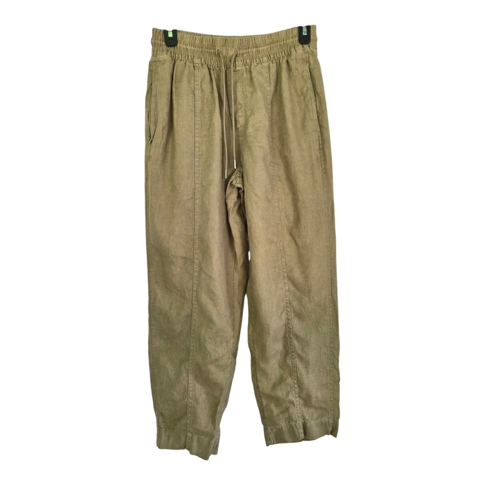 Athleta Retreat Linen Jogger Pants XS Green 100% Linen Pull On Elastic Waist Poc